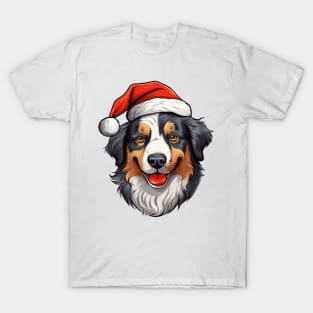 Christmas Dog in Santa Hat T-Shirt